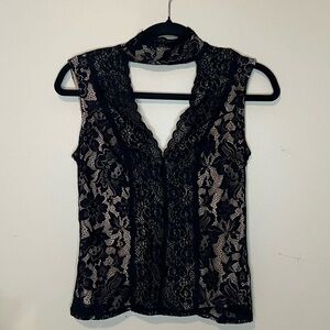 Chic Black Lace Sleeveless Blouse